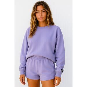 Daily Drills Set Vintage Crew Sweatshirt Super Shorts Lilac Purple Medium Large